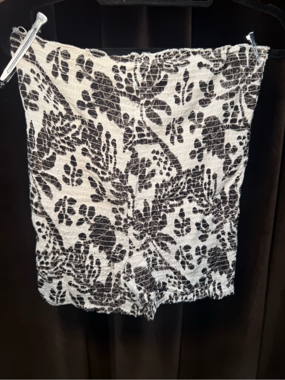 Free People Black and White Floral Print Shorts